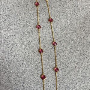 Julie Vos Gold Chain Necklace with Pink Gemstones